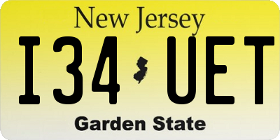 NJ license plate I34UET