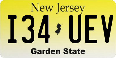 NJ license plate I34UEV