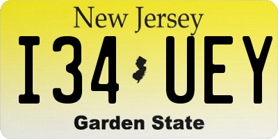 NJ license plate I34UEY