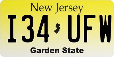 NJ license plate I34UFW