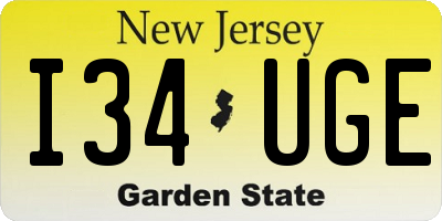 NJ license plate I34UGE