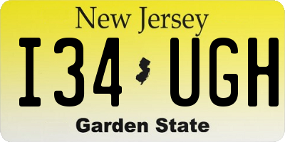 NJ license plate I34UGH