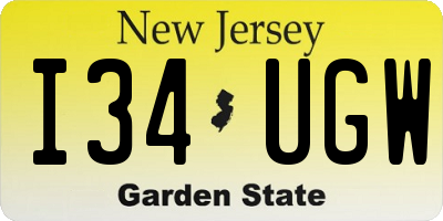NJ license plate I34UGW