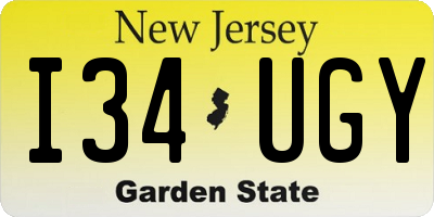 NJ license plate I34UGY