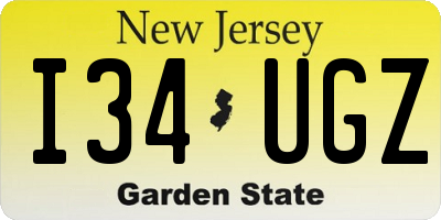 NJ license plate I34UGZ