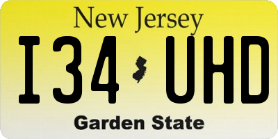 NJ license plate I34UHD