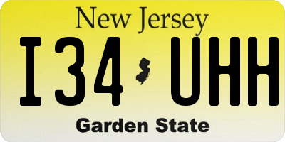 NJ license plate I34UHH