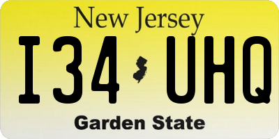 NJ license plate I34UHQ