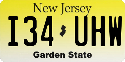 NJ license plate I34UHW