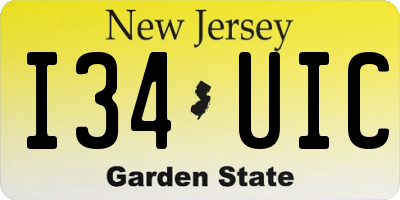 NJ license plate I34UIC