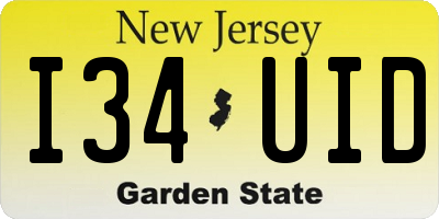 NJ license plate I34UID