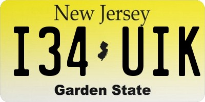 NJ license plate I34UIK