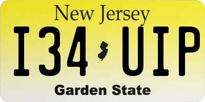NJ license plate I34UIP