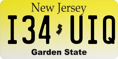 NJ license plate I34UIQ