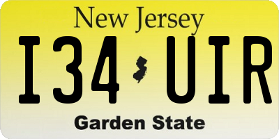 NJ license plate I34UIR