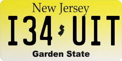 NJ license plate I34UIT