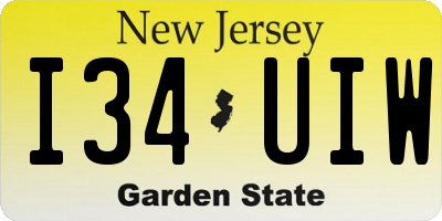 NJ license plate I34UIW