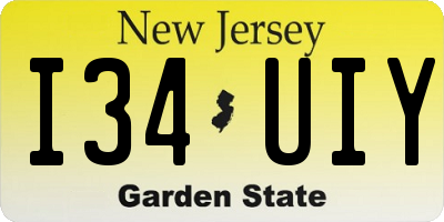 NJ license plate I34UIY