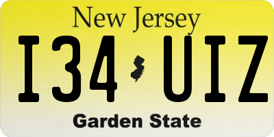 NJ license plate I34UIZ