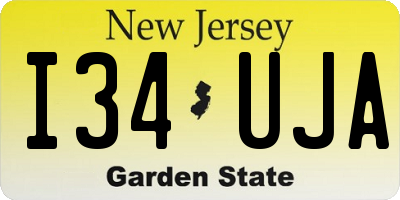 NJ license plate I34UJA