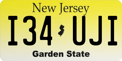 NJ license plate I34UJI