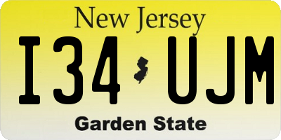 NJ license plate I34UJM