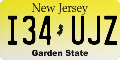 NJ license plate I34UJZ