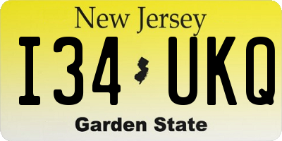NJ license plate I34UKQ