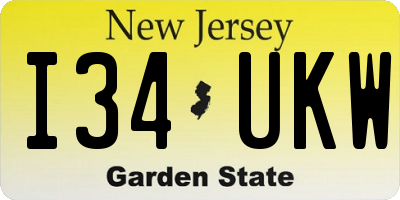 NJ license plate I34UKW