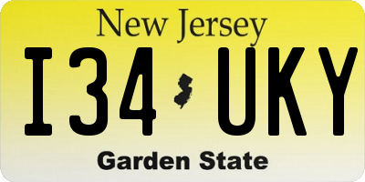 NJ license plate I34UKY