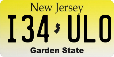 NJ license plate I34ULO