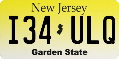 NJ license plate I34ULQ