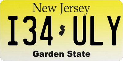 NJ license plate I34ULY