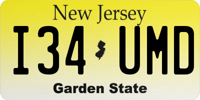 NJ license plate I34UMD