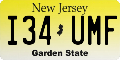 NJ license plate I34UMF