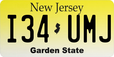 NJ license plate I34UMJ
