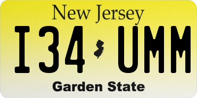 NJ license plate I34UMM