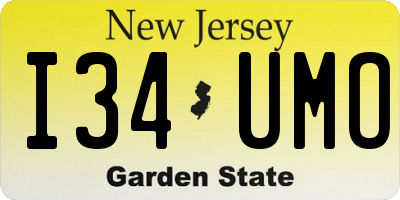 NJ license plate I34UMO