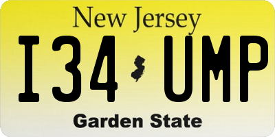NJ license plate I34UMP