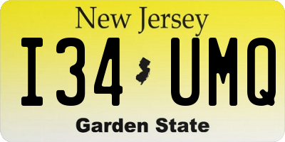 NJ license plate I34UMQ