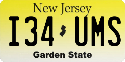 NJ license plate I34UMS