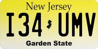 NJ license plate I34UMV
