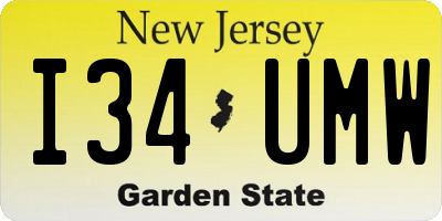 NJ license plate I34UMW
