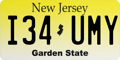 NJ license plate I34UMY