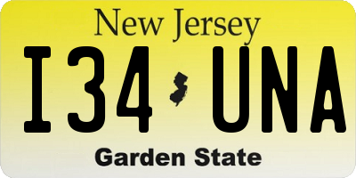 NJ license plate I34UNA