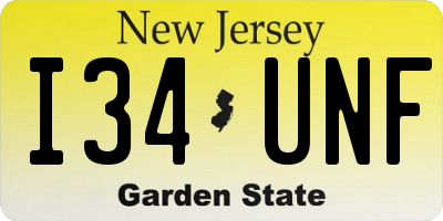 NJ license plate I34UNF