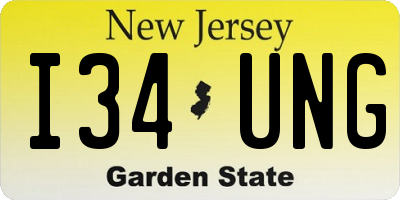 NJ license plate I34UNG