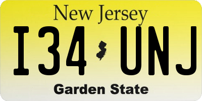 NJ license plate I34UNJ