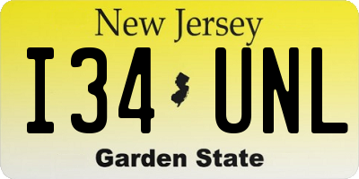 NJ license plate I34UNL
