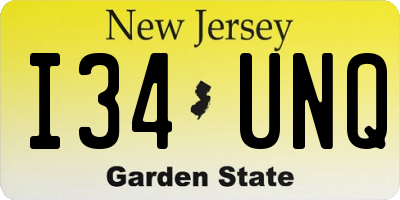 NJ license plate I34UNQ